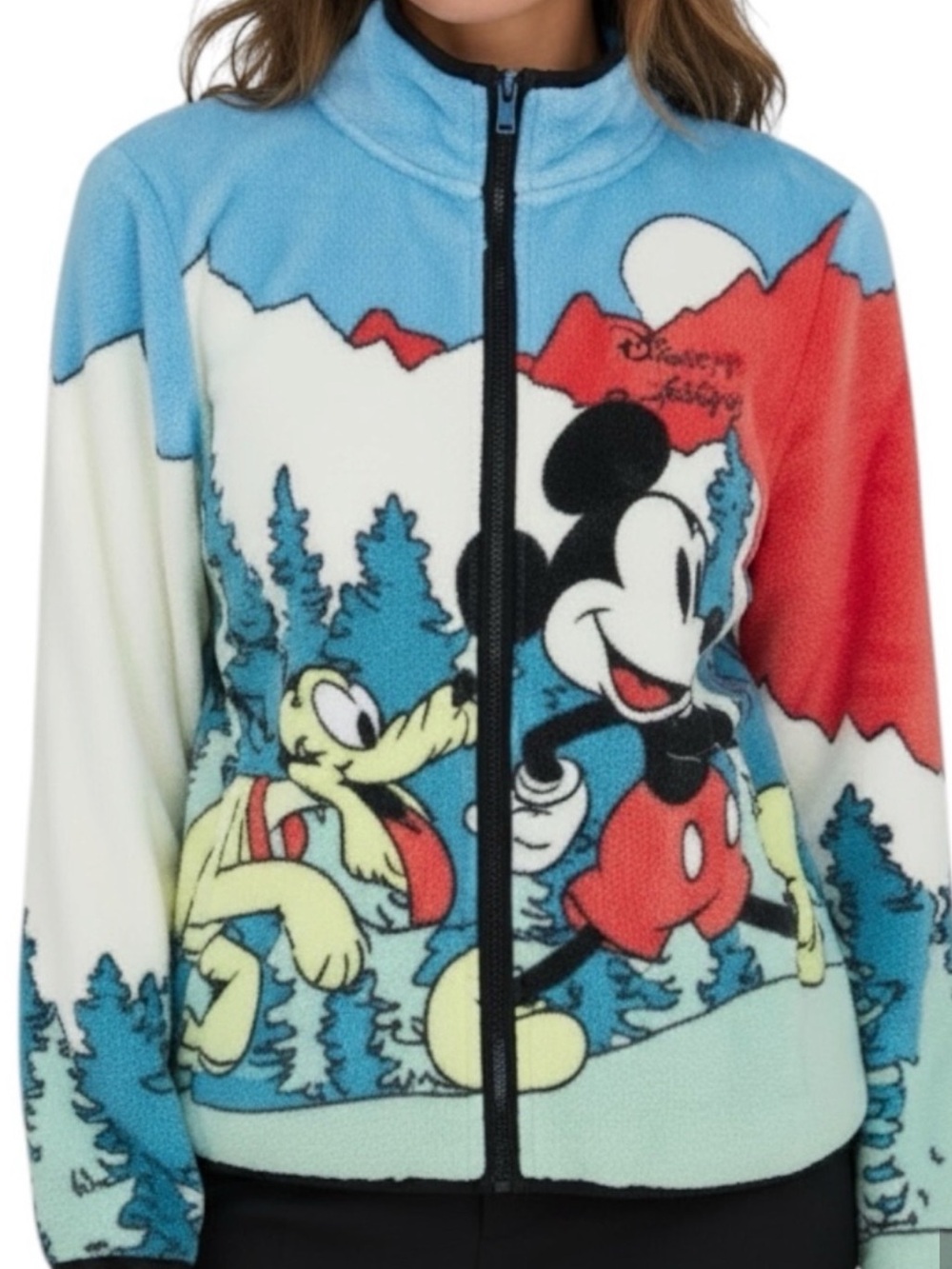 ❤️❤️❤️NWT Disney XL Mickey & Pluto Graphic Fleece Zip Jacket ❤️❤️❤️
